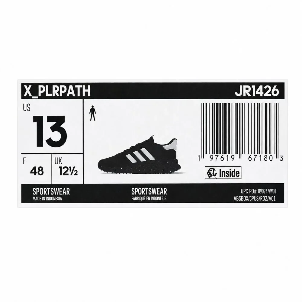adidas X_PLRPATH JR1426 Running Shoes Black Speckled White Men’s Size 13